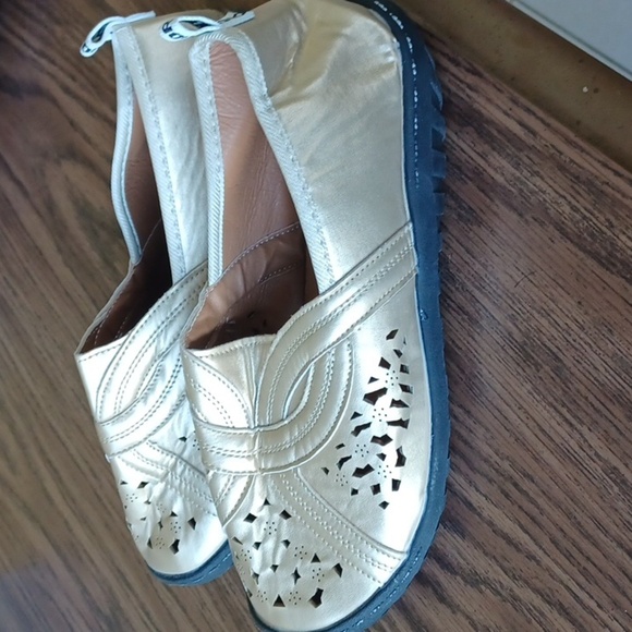 J'Adior Authentic Sneakers Women Sz 41 (11)  Gold Leather Slip On Designer Dior - Picture 4 of 6